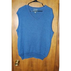 Lyle & Scott Vest Sweater Adult Large Blue Chevron Cotton Knit Mens Casual